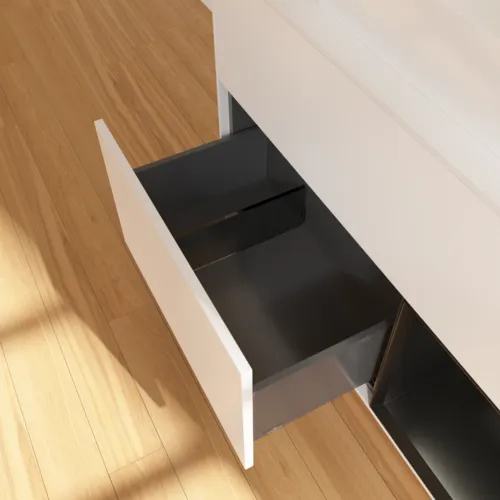 VILLEROY BOCH Toaletní skříňka Finion, s osvětlením, 2 výsuvy, 1000 x 603 x 501 mm, bílý matný lak / černý matný lak / bílé matné sklo #F661PDMT, obrázek 7