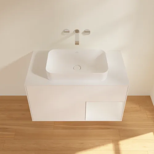 VILLEROY BOCH Umyvadlová skříňka Finion, s osvětlením, 2 výsuvy, 1000 x 603 x 501 mm, bílý matný lak / bílý lesklý lak / bílé matné sklo #F661GFMT, obrázek 4