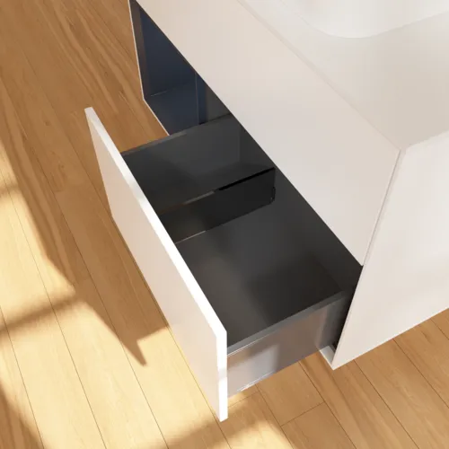 VILLEROY BOCH Toaletní skříňka Finion, s osvětlením, 2 výsuvy, 1000 x 603 x 501 mm, bílý matný lak / půlnoční modrý matný lak / bílé matné sklo #F651HGMT, obrázek 7