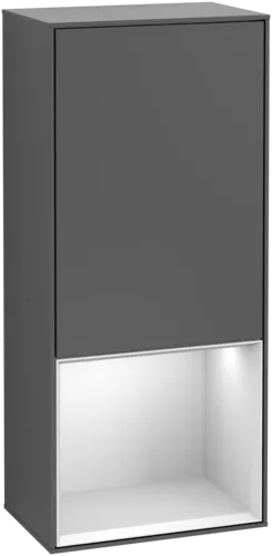 VILLEROY BOCH Boční skříňka Finion, s osvětlením, 1 dveře, 418 x 936 x 270 mm, antracitový matný lak / bílý matný lak #F550MTGK