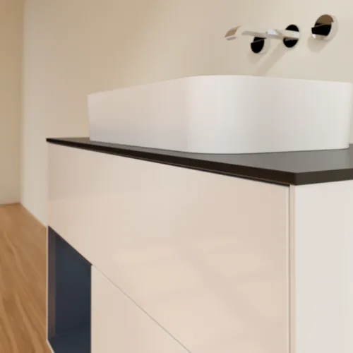 VILLEROY BOCH Toaletní skříňka Finion, s osvětlením, 2 výsuvy, 1000 x 603 x 501 mm, lesklý bílý lak / půlnoční modrý matný lak / černé matné sklo #F652HGGF, obrázek 6