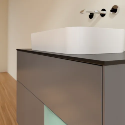 VILLEROY BOCH Toaletní skříňka Finion, s osvětlením, 2 výsuvy, 1000 x 603 x 501 mm, antracitový matný lak / olivový matný lak / černé matné sklo #F662GMGK, obrázek 6