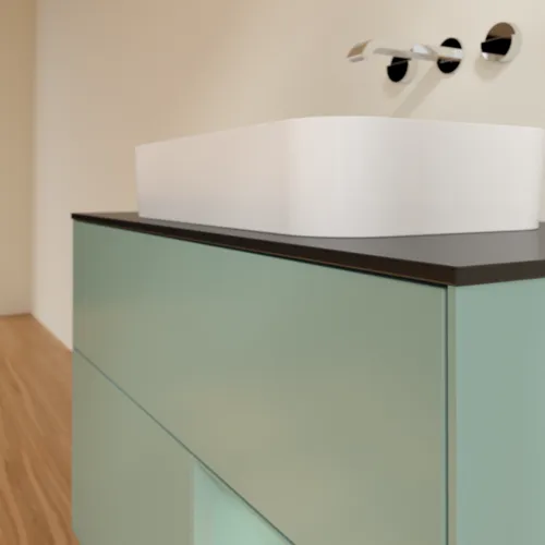VILLEROY BOCH Toaletní skříňka Finion, s osvětlením, 2 výsuvy, 1000 x 603 x 501 mm, olivově matný lak / olivově matný lak / sklo černé matné #F662GMGM, obrázek 6