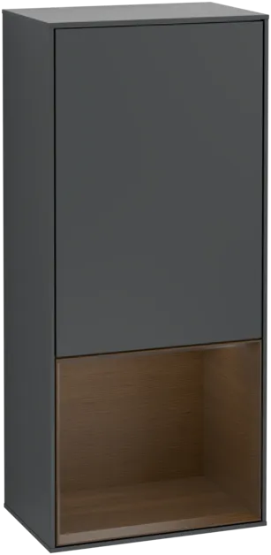 VILLEROY BOCH Boční skříňka Finion, s osvětlením, 1 dvířka, 418 x 936 x 270 mm, matný lak Midnight Blue / ořechová dýha #F540GNHG