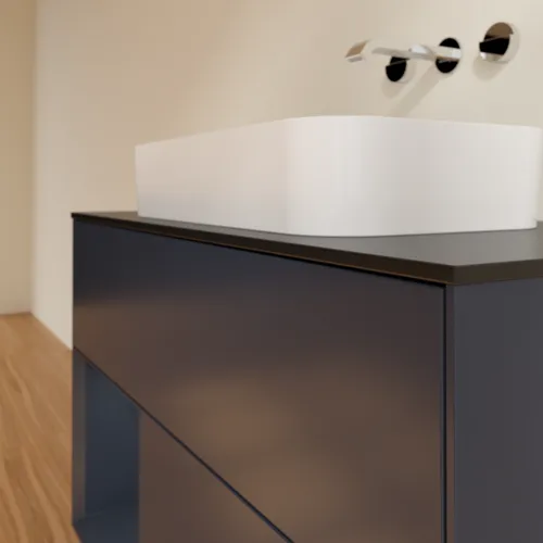 VILLEROY BOCH Toaletní skříňka Finion, s osvětlením, 2 výsuvy, 1000 x 603 x 501 mm, Midnight Blue Matt Lacquer / Midnight Blue Matt Lacquer / Glass Black Matt #F652HGHG, obrázek 6