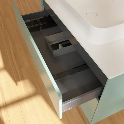 VILLEROY BOCH Toaletní skříňka Finion, s osvětlením, 2 výsuvy, 1000 x 603 x 501 mm, olivový matný lak / černý matný lak / bílé matné sklo #F651PDGM, obrázek 8