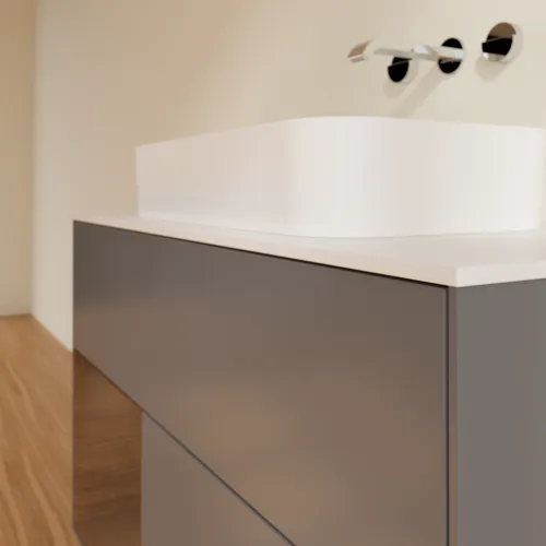 VILLEROY BOCH Toaletní skříňka Finion, s osvětlením, 2 výsuvy, 1000 x 603 x 501 mm, antracit matný lak / ořechová dýha / sklo bílé matné #F651GNGK, obrázek 6