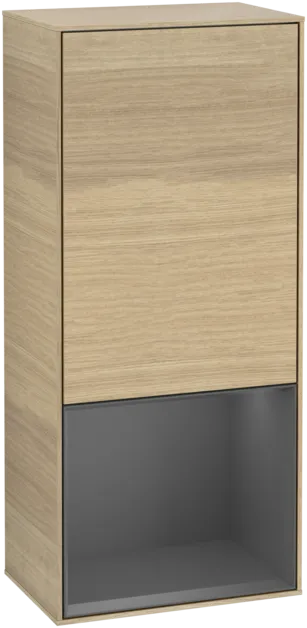 VILLEROY BOCH Boční skříňka Finion, s osvětlením, 1 dvířka, 418 x 936 x 270 mm, dubová dýha / antracitový matný lak #F550GKPC