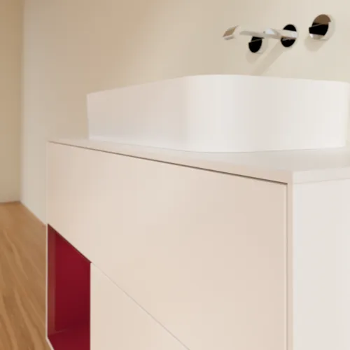 VILLEROY BOCH Toaletní skříňka Finion, s osvětlením, 2 výsuvy, 1000 x 603 x 501 mm, bílý matný lak / pivoňkový matný lak / bílé matné sklo #F651HBMT, obrázek 6