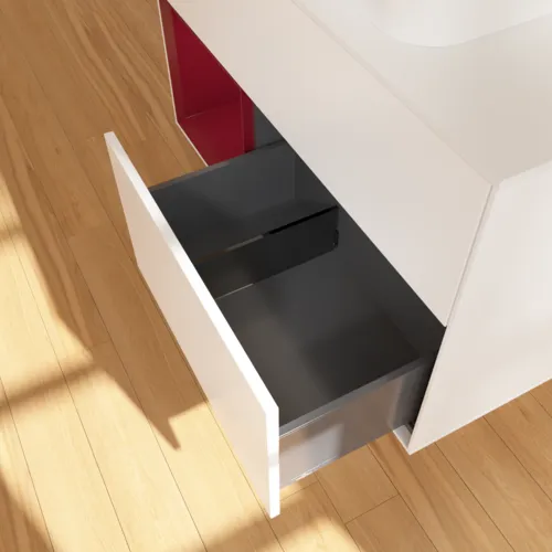 VILLEROY BOCH Toaletní skříňka Finion, s osvětlením, 2 výsuvy, 1000 x 603 x 501 mm, bílý matný lak / pivoňkový matný lak / bílé matné sklo #F651HBMT, obrázek 7