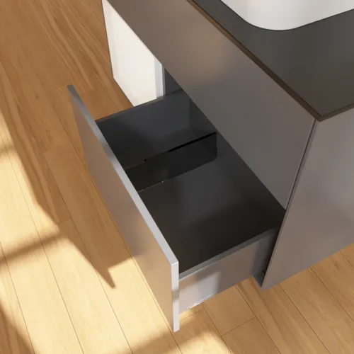 VILLEROY BOCH Toaletní skříňka Finion, s osvětlením, 2 výsuvy, 1000 x 603 x 501 mm, antracitový matný lak / bílý matný lak / černé matné sklo #F652MTGK, obrázek 7