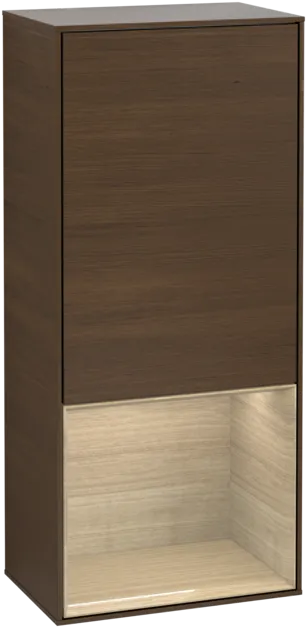 VILLEROY BOCH Boční skříňka Finion, s osvětlením, 1 dvířka, 418 x 936 x 270 mm, ořechová dýha / dubová dýha #F550PCGN