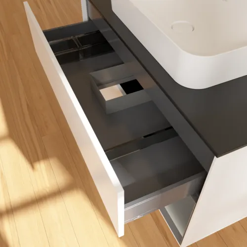 VILLEROY BOCH Toaletní skříňka Finion, s osvětlením, 2 výsuvy, 1000 x 603 x 501 mm, bílý matný lak / antracitový matný lak / černé matné sklo #F662GKMT, obrázek 8