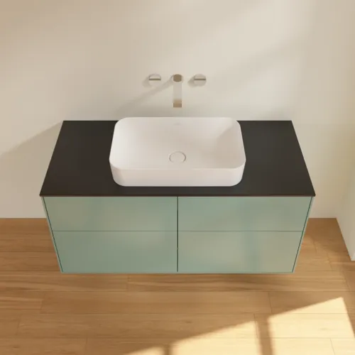 VILLEROY BOCH Toaletní skříňka Finion, 4 výsuvy, 1200 x 603 x 501 mm, olivový matný lak / sklo černé matné #F67200GM, obrázek 4