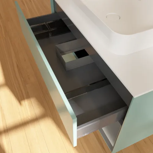 VILLEROY BOCH Toaletní skříňka Finion, s osvětlením, 2 výsuvy, 1000 x 603 x 501 mm, olivový matný lak / antracitový matný lak / bílé matné sklo #F661GKGM, obrázek 8