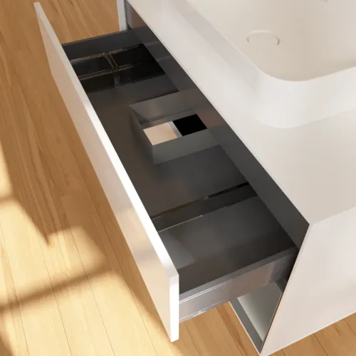 VILLEROY BOCH Umyvadlová skříňka Finion, s osvětlením, 2 výsuvy, 1000 x 603 x 501 mm, lesklý bílý lak / antracitový matný lak / bílé matné sklo #F661GKGF, obrázek 8