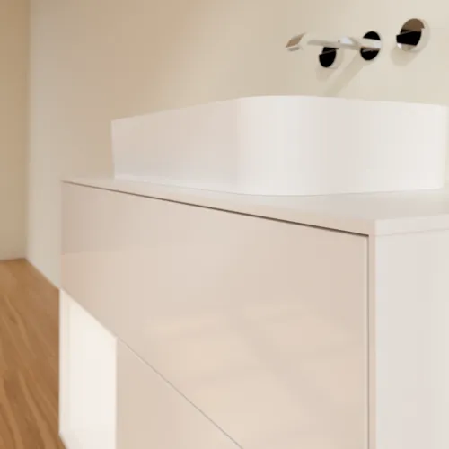 VILLEROY BOCH Umyvadlová skříňka Finion, s osvětlením, 2 výsuvy, 1000 x 603 x 501 mm, lesklý bílý lak / bílý matný lak / bílé matné sklo #F651MTGF, obrázek 6