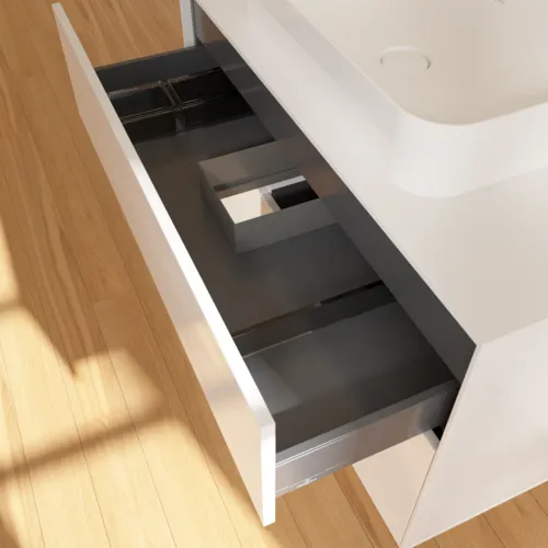 VILLEROY BOCH Umyvadlová skříňka Finion, s osvětlením, 2 výsuvy, 1000 x 603 x 501 mm, lesklý bílý lak / bílý matný lak / bílé matné sklo #F651MTGF, obrázek 8