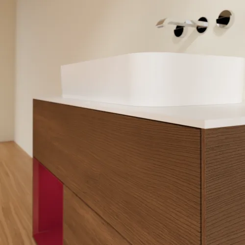 VILLEROY BOCH Toaletní skříňka Finion, s osvětlením, 2 výsuvy, 1000 x 603 x 501 mm, ořechová dýha / matný lak Pivoňka / matné bílé sklo #F651HBGN, obrázek 6
