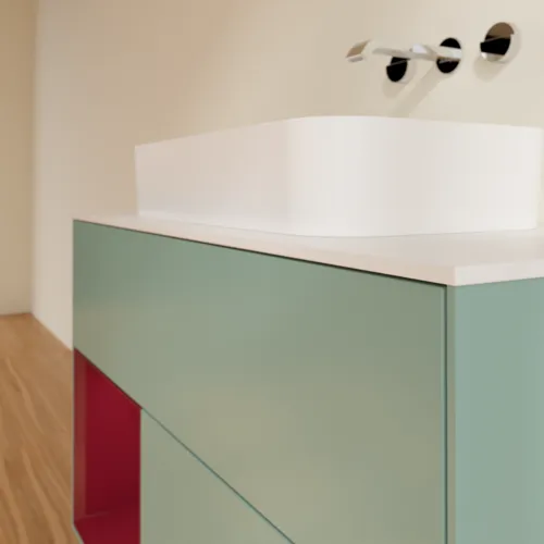 VILLEROY BOCH Toaletní skříňka Finion, s osvětlením, 2 výsuvy, 1000 x 603 x 501 mm, olivový matný lak / pivoňkový matný lak / bílé matné sklo #F651HBGM, obrázek 6