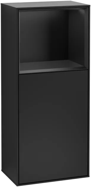 VILLEROY BOCH Boční skříňka Finion, s osvětlením, 1 dveře, 418 x 936 x 270 mm, černý matný lak / černý matný lak #F500PDPD