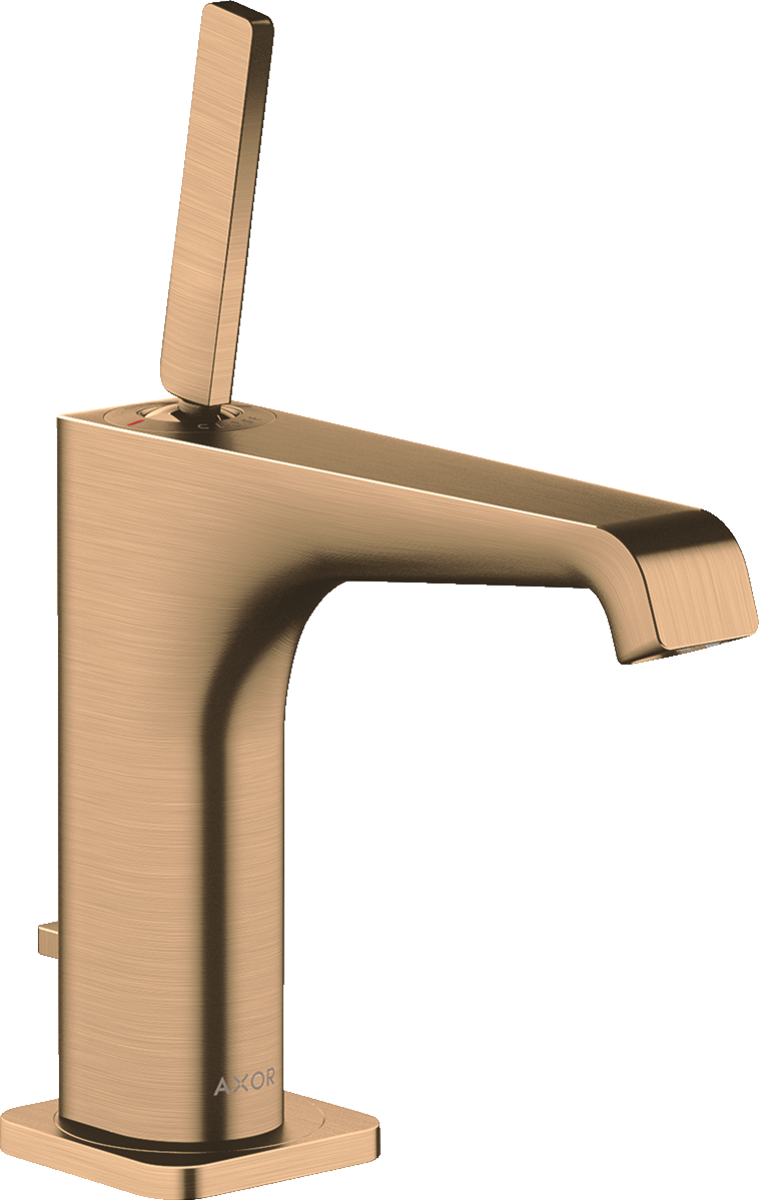 HANSGROHE AXOR Citterio E Páková umyvadlová baterie 130 s kolíkovou rukojetí a odtokovou soupravou s táhlem #36100140 - kartáčovaný bronz