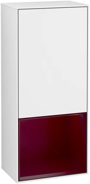 VILLEROY BOCH Boční skříňka Finion, s osvětlením, 1 dvířka, 418 x 936 x 270 mm, lesklý bílý lak / matný lak Peony #F550HBGF