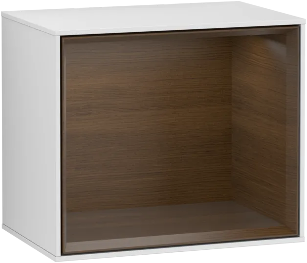 VILLEROY BOCH Policový modul Finion, s osvětlením, 418 x 356 x 270 mm, bílý matný lak / ořechová dýha #F580GNMT