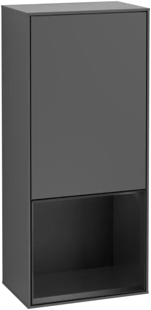 VILLEROY BOCH Boční skříňka Finion, s osvětlením, 1 dveře, 418 x 936 x 270 mm, antracitový matný lak / černý matný lak #F540PDGK