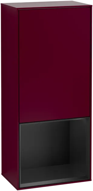 VILLEROY BOCH Boční skříňka Finion, s osvětlením, 1 dvířka, 418 x 936 x 270 mm, matný lak Peony / černý matný lak #F540PDHB