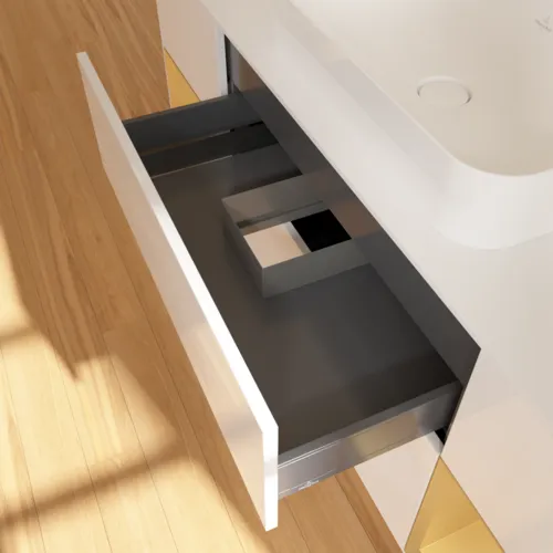 VILLEROY BOCH Toaletní skříňka Finion, s osvětlením, 4 výsuvy, 1600 x 603 x 501 mm, lesklý bílý lak / zlatý matný lak / bílé matné sklo #F741HFGF, obrázek 8