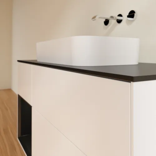 VILLEROY BOCH Toaletní skříňka Finion, s osvětlením, 3 výsuvy, 1200 x 603 x 501 mm, bílý matný lak / černý matný lak / černé matné sklo #F702PDMT, obrázek 3