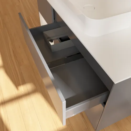 VILLEROY BOCH Toaletní skříňka Finion, s osvětlením, 3 výsuvy, 1200 x 603 x 501 mm, antracit matný lak / lesklý bílý lak / sklo bílé matné #F701GFGK, obrázek 4