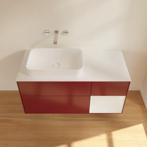 VILLEROY BOCH Toaletní skříňka Finion, s osvětlením, 3 výsuvy, 1200 x 603 x 501 mm, matný lak Peony / lesklý bílý lak / matné bílé sklo #F691GFHB, obrázek 3