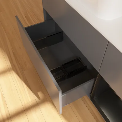 VILLEROY BOCH Toaletní skříňka Finion, s osvětlením, 3 výsuvy, 1200 x 603 x 501 mm, antracitový matný lak / černý matný lak / bílé matné sklo #F691PDGK, obrázek 6