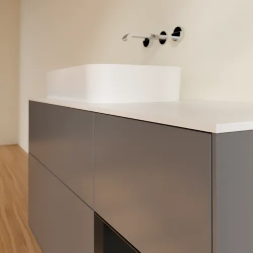 VILLEROY BOCH Toaletní skříňka Finion, s osvětlením, 3 výsuvy, 1200 x 603 x 501 mm, antracitový matný lak / černý matný lak / bílé matné sklo #F691PDGK, obrázek 5