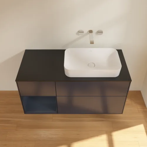 VILLEROY BOCH Toaletní skříňka Finion, s osvětlením, 3 výsuvy, 1200 x 603 x 501 mm, Midnight Blue Matt Lacquer / Midnight Blue Matt Lacquer / Glass Black Matt #F682HGHG, obrázek 2