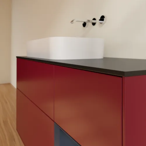VILLEROY BOCH Toaletní skříňka Finion, s osvětlením, 3 výsuvy, 1200 x 603 x 501 mm, Peony Matt Lacquer / Midnight Blue Matt Lacquer / Glass Black Matt #F692HGHB, obrázek 4