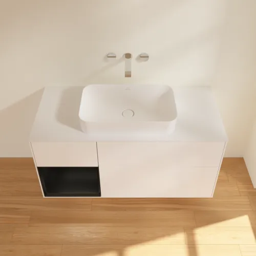VILLEROY BOCH Toaletní skříňka Finion, s osvětlením, 3 výsuvy, 1200 x 603 x 501 mm, bílý matný lak / černý matný lak / bílé matné sklo #F701PDMT, obrázek 3