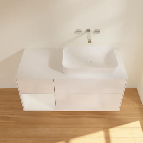 VILLEROY BOCH Toaletní skříňka Finion, s osvětlením, 3 výsuvy, 1200 x 603 x 501 mm, lesklý bílý lak / lesklý bílý lak / sklo bílé matné #F681GFGF, obrázek 4