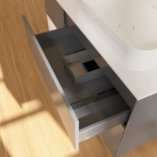 VILLEROY BOCH Toaletní skříňka Finion, s osvětlením, 3 výsuvy, 1200 x 603 x 501 mm, antracit matný lak / lesklý bílý lak / sklo bílé matné #F681GFGK, obrázek 4