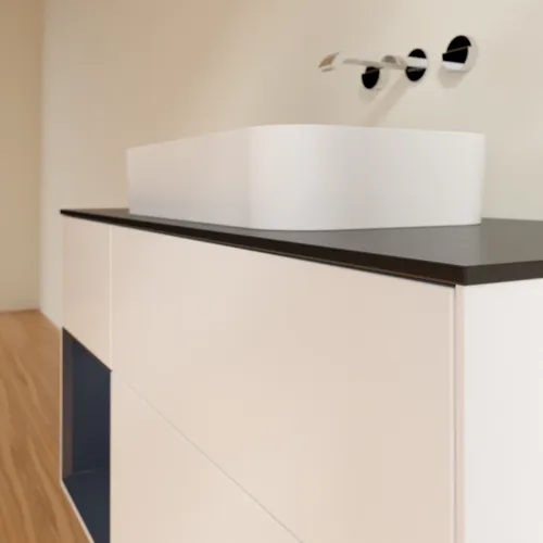 VILLEROY BOCH Toaletní skříňka Finion, s osvětlením, 3 výsuvy, 1200 x 603 x 501 mm, bílý matný lak / půlnoční modrý matný lak / černé matné sklo #F702HGMT, obrázek 4