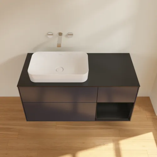 VILLEROY BOCH Toaletní skříňka Finion, s osvětlením, 3 výsuvy, 1200 x 603 x 501 mm, Midnight Blue Matt Lacquer / Black Matt Lacquer / Glass Black Matt #F692PDHG, obrázek 3