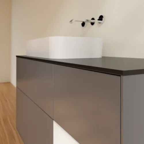 VILLEROY BOCH Toaletní skříňka Finion, s osvětlením, 3 výsuvy, 1200 x 603 x 501 mm, antracitový matný lak / lesklý bílý lak / černé matné sklo #F692GFGK, obrázek 4