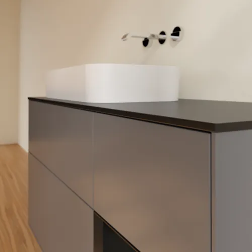 VILLEROY BOCH Toaletní skříňka Finion, s osvětlením, 3 výsuvy, 1200 x 603 x 501 mm, antracitový matný lak / černý matný lak / černé matné sklo #F692PDGK, obrázek 3