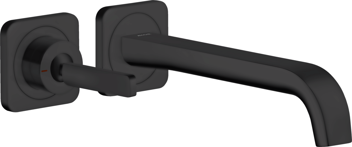 HANSGROHE AXOR Citterio E Páková umyvadlová baterie pod omítku, montáž na stěnu, s kolíkovou rukojetí, s výtokem 221 mm a rozetami #36106670 - matná černá