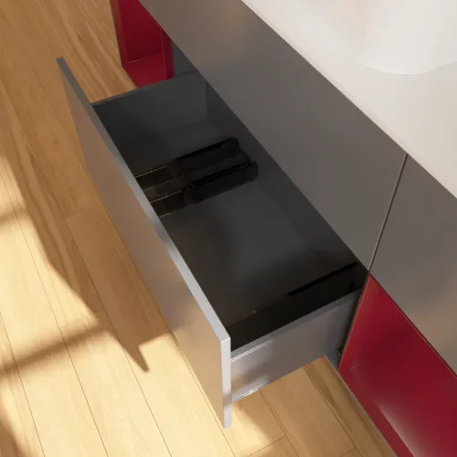 VILLEROY BOCH Toaletní skříňka Finion, s osvětlením, 4 výsuvy, 1600 x 603 x 501 mm, antracit matný lak / pivoňka matný lak / sklo bílé matné #F741HBGK, obrázek 7