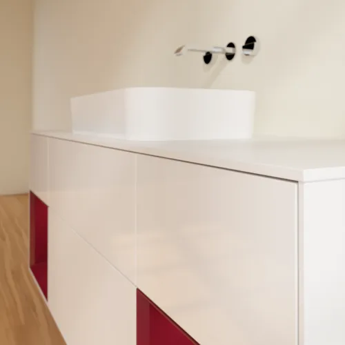 VILLEROY BOCH Toaletní skříňka Finion, s osvětlením, 4 výsuvy, 1600 x 603 x 501 mm, lesklý bílý lak / matný lak Pivoňka / matné bílé sklo #F741HBGF, obrázek 6