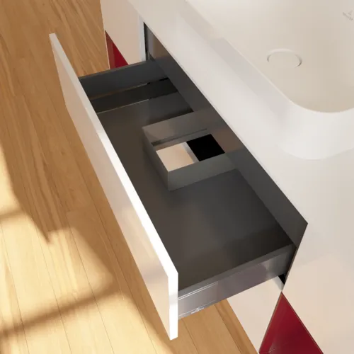 VILLEROY BOCH Toaletní skříňka Finion, s osvětlením, 4 výsuvy, 1600 x 603 x 501 mm, lesklý bílý lak / matný lak Pivoňka / matné bílé sklo #F741HBGF, obrázek 8