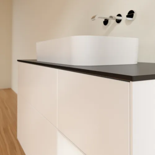 VILLEROY BOCH Toaletní skříňka Finion, s osvětlením, 3 výsuvy, 1200 x 603 x 501 mm, bílý matný lak / bílý lesklý lak / černé matné sklo #F712GFMT, obrázek 4
